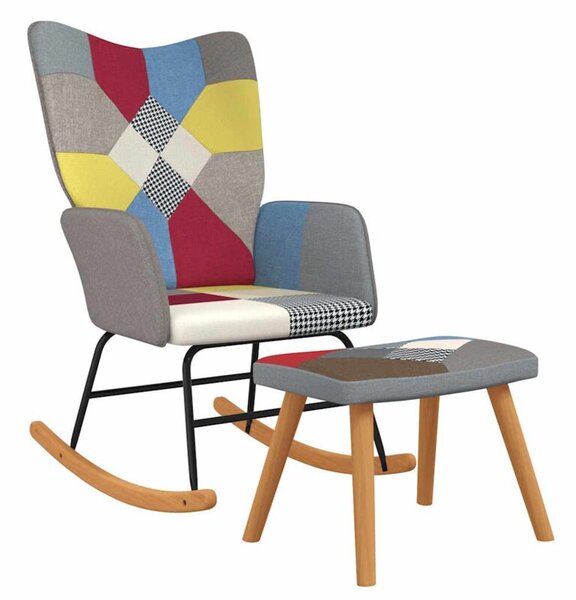 Fotel bujany z podnÃ³Å¼kiem, patchwork, obity tkaninÄ