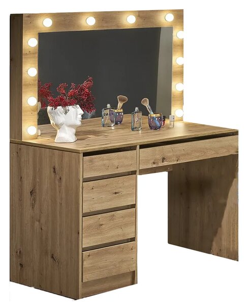 Toaletka Z Lustrem I Led Dąb Artisan R0-F39