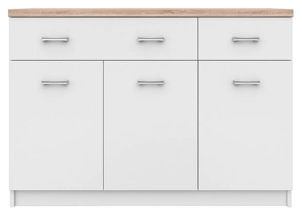 Biała Komoda Z Szafkami I 2 Szufladami 120 Cm E9-C96