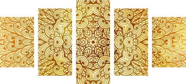 5-częściowy obraz złota Mandala etniczna