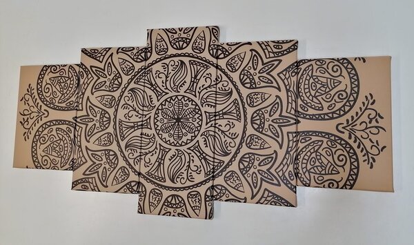 5-częściowy obraz Mandala z abstrakcyjnym naturalnym wzorem