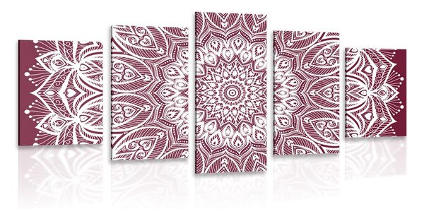 5-częściowy obraz Mandala harmonii na różowym tle