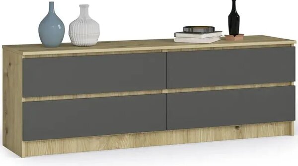 Z szufladami komoda do salonu dąb artisan + grafit D4-L67