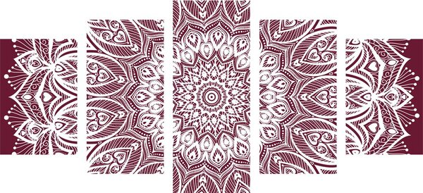 5-częściowy obraz Mandala harmonii na różowym tle