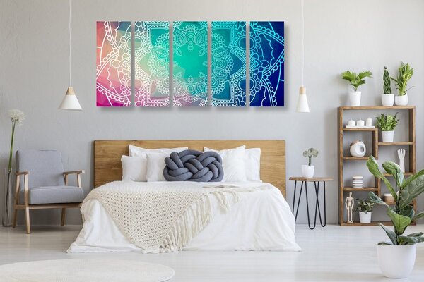 5-częściowy obraz pastelowa Mandala