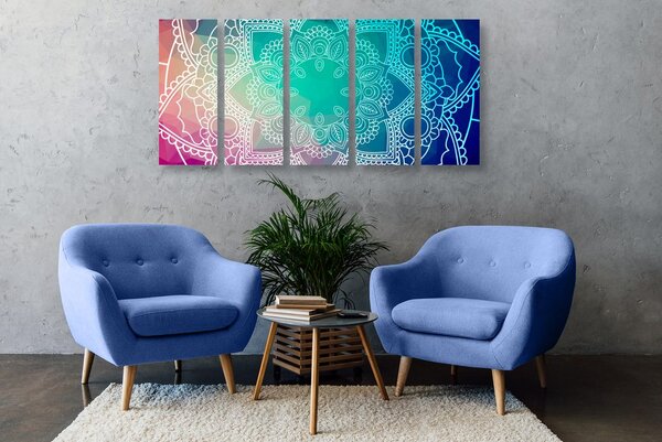 5-częściowy obraz pastelowa Mandala