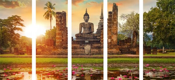 5-częściowy obraz posąg Buddy w parku Sukhothai
