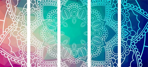 5-częściowy obraz pastelowa Mandala