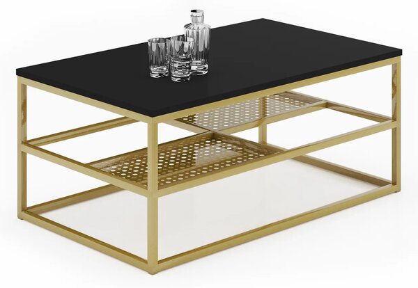 Prostokątna ława w stylu glamour czarny + złoty S6-E31