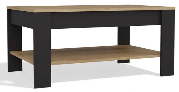 Nowoczesny stolik kawowy z półką dąb artisan + czarny R9-N51
