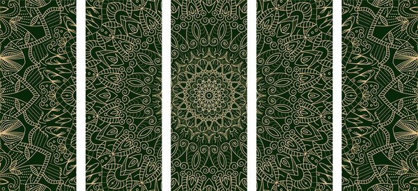 5-częściowy obraz szczegółowa dekoracyjna Mandala w kolorze zielonym