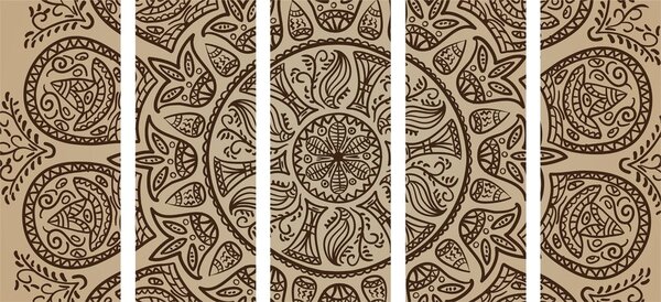 5-częściowy obraz Mandala z abstrakcyjnym naturalnym wzorem