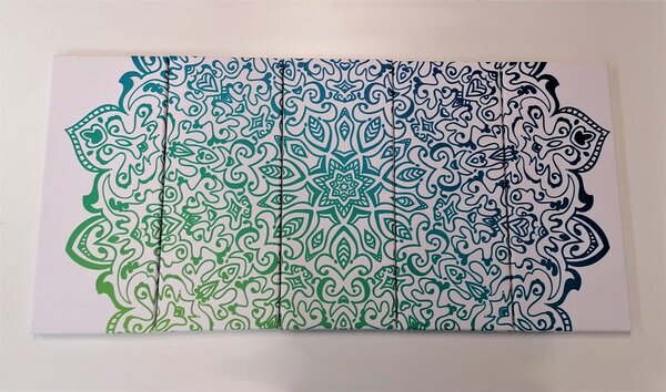 5-częściowy obraz niebiesko-zielona Mandala