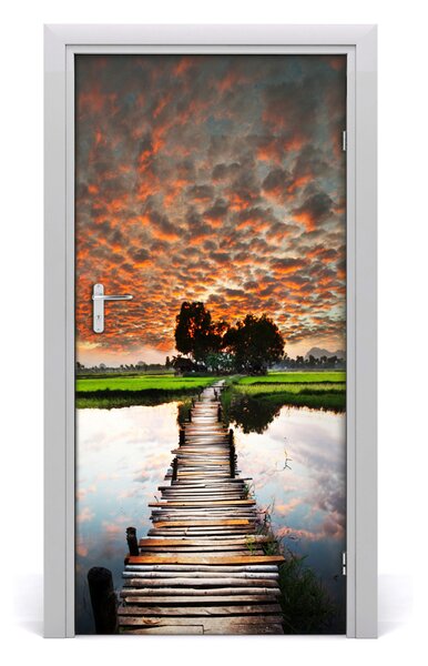 Naklejka fototapeta na drzwi Drewniany most