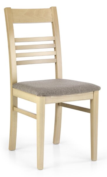 Krzesło do jadalni z litego drewna bukowego w kolorze dębu sonoma Tapicerowane siedzisko ROMALE