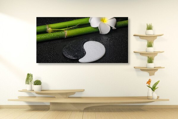Obraz martwa natura spa z symbolem Yin i Yang