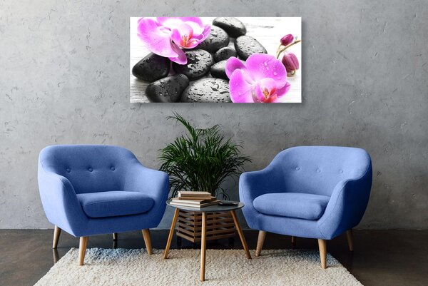 Obraz magiczna gra kamieni i orchidei