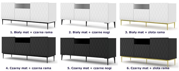 Szafka rtv czarny mat + czarne nogi K5-T34