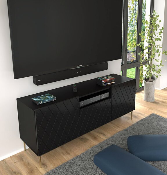 Szafka rtv czarny mat + czarne nogi K5-T34