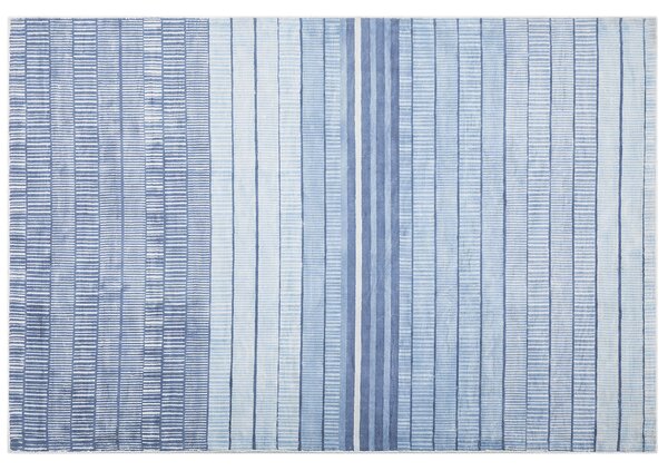 Ręcznie tkany dywan z wiskozy 160 x 230 cm w paski niebieski Yardere Beliani