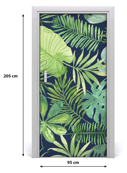 Okleina samoprzylepna na drzwi Tropikalne liście