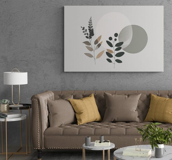 Obraz minimalistyczne liście z tłem boho