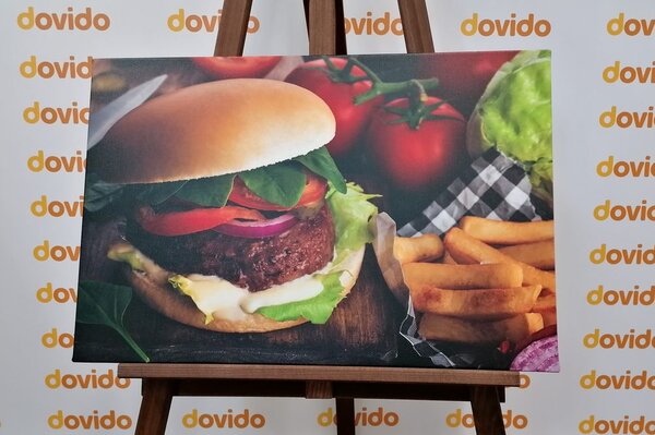 Obraz hamburger z frytkami