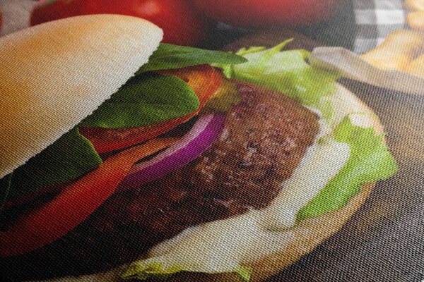 Obraz hamburger z frytkami