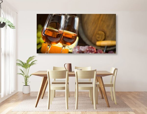 Obraz różowe wino w kieliszkach