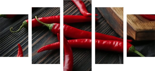 5-częściowy obraz deska z papryczkami chili