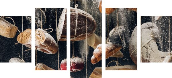 5-częściowy obraz wiszące pieczywo na sznurku