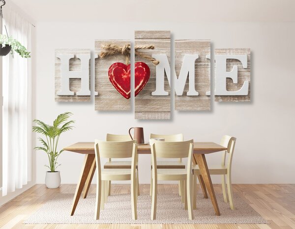 5-częściowy obraz z napisem Home
