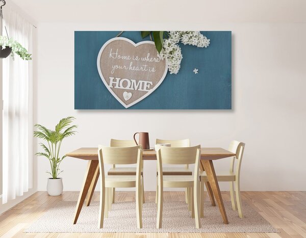 Obraz serce z cytatem - Home is where your heart is
