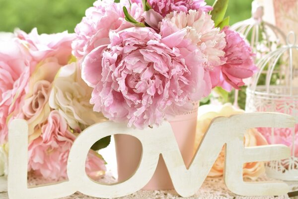 Obraz z romantycznym napisem Love