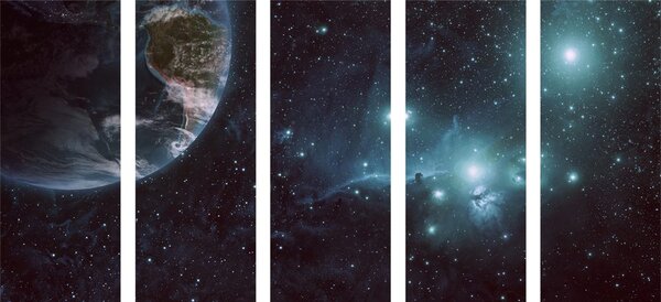 5-częściowy obraz planeta w kosmosie