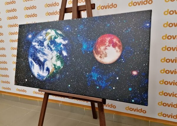 Obraz planeta Ziemia i czerwony księżyc