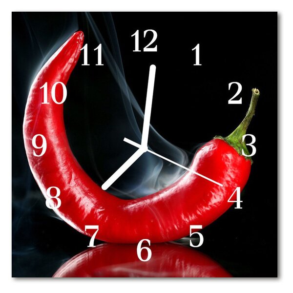 Zegar szklany kwadratowy Papryka chili