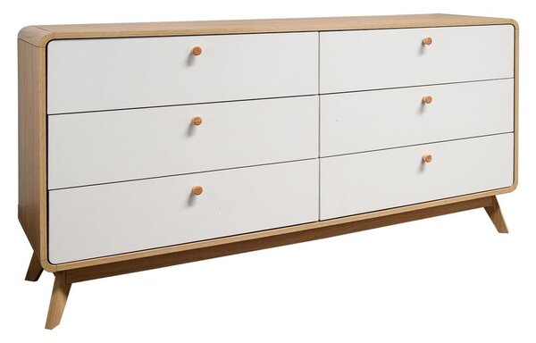 Biało-naturalna kolorze niska komoda w dekorze dębu 150x74 cm Caitlin – Støraa