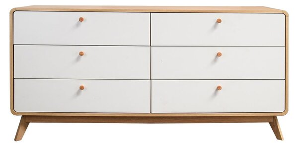 Biało-naturalna kolorze niska komoda w dekorze dębu 150x74 cm Caitlin – Støraa