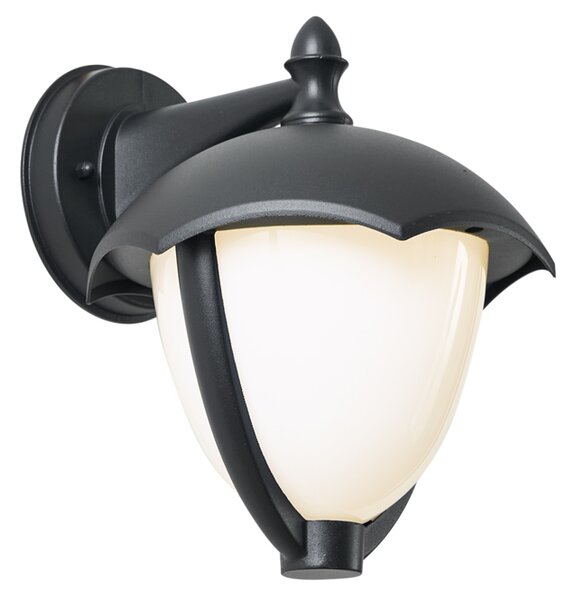 Inteligentna zewnętrzna lampa ścienna czarna z opalowym szkłem, w tym LED IP54 - Classica
