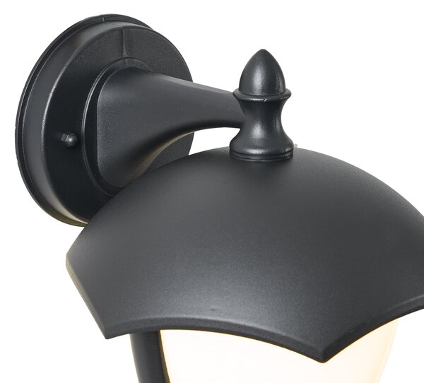 Inteligentna zewnętrzna lampa ścienna czarna z opalowym szkłem, w tym LED IP54 - Classica