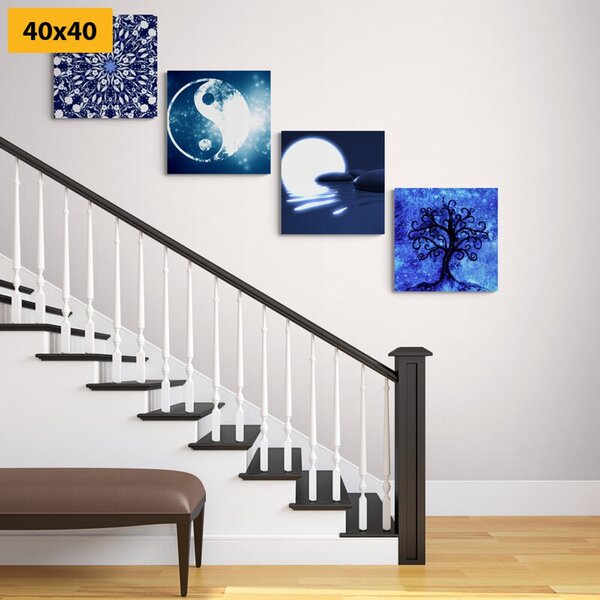 Zestaw obrazów Feng Shui w kolorze niebieskim