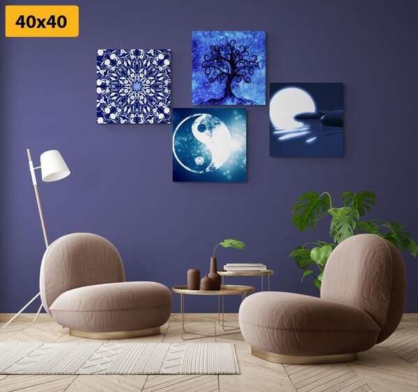 Zestaw obrazów Feng Shui w kolorze niebieskim