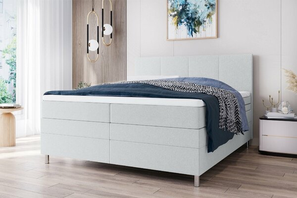Tapicerowane łóżko kontynentalne CARINA 140x200 cm jasnoszare Materac: Materac sprężynowy Bonell