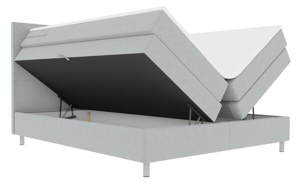 Tapicerowane łóżko kontynentalne CARINA 140x200 cm jasnoszare Materac: Materac sprężynowy Bonell