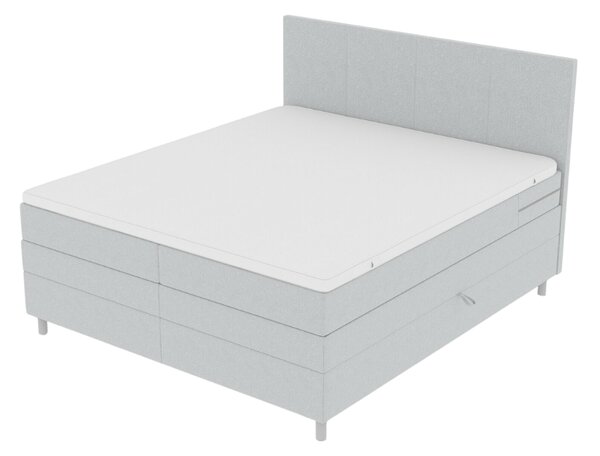 Tapicerowane łóżko kontynentalne CARINA 140x200 cm jasnoszare Materac: Materac sprężynowy Bonell