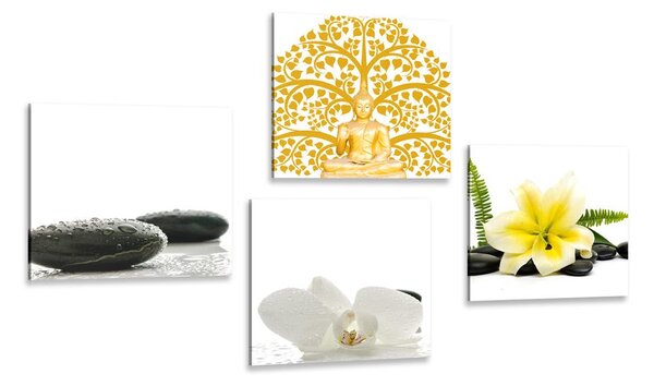 Zestaw obrazów Feng Shui z delikatną martwą naturą