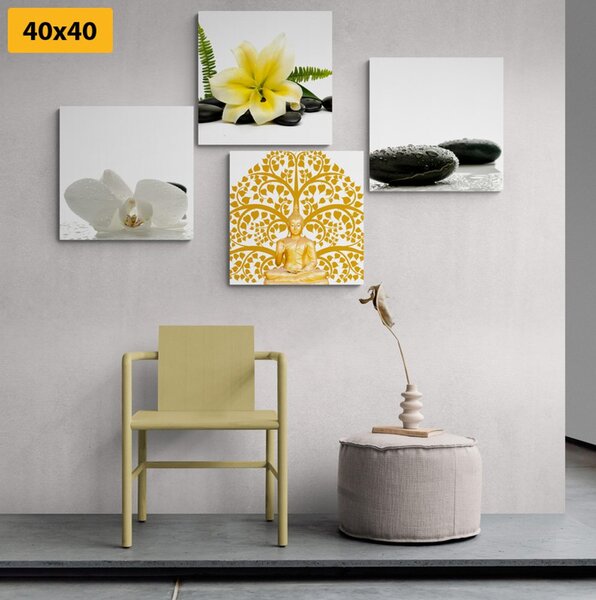Zestaw obrazów Feng Shui z delikatną martwą naturą