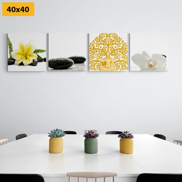 Zestaw obrazów Feng Shui z delikatną martwą naturą