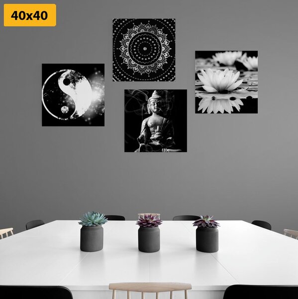 Zestaw obrazów Feng Shui w wersji czarno-białej